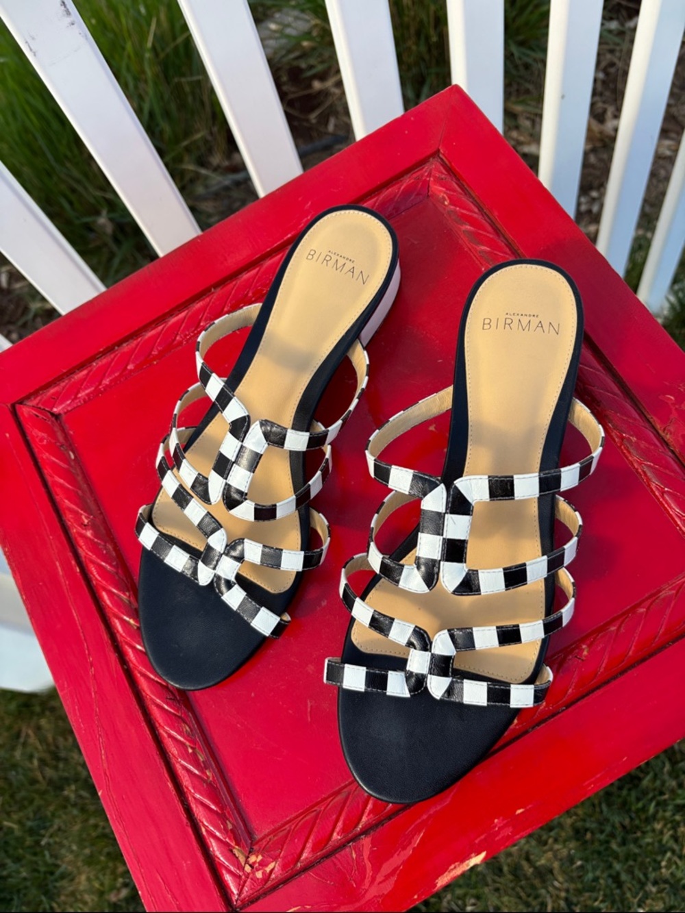 Alexandre Birman Black & White Sandals Size 7 - Picture 3 of 7